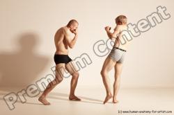 Underwear Martial art Man - Man White Moving poses Slim Short Blond Dynamic poses Academic